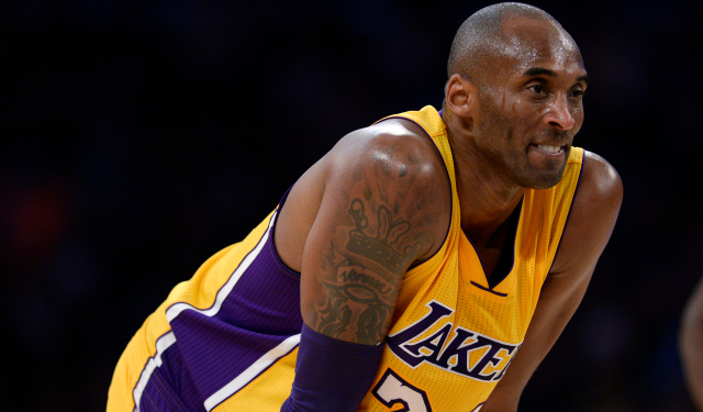 Jan 8, 2016; Los Angeles, CA, USA; Los Angeles Lakers guard Kobe Bryant (24) during a break in play against the Oklahoma City Thunder during the third quarter at Staples Center. The Oklahoma City Thunder won 117-113. Mandatory Credit: Kelvin Kuo-USA TODAY Sports